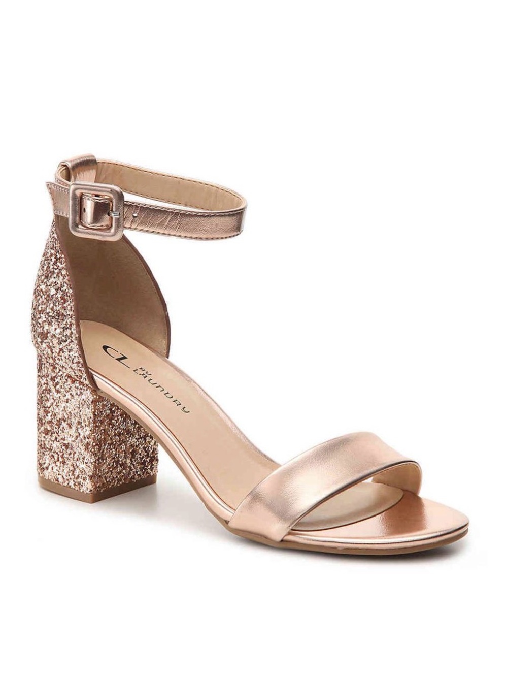 NEW CL by Laundry Jody Glitter Block Heels Strappy Pink Mauve size 8.5